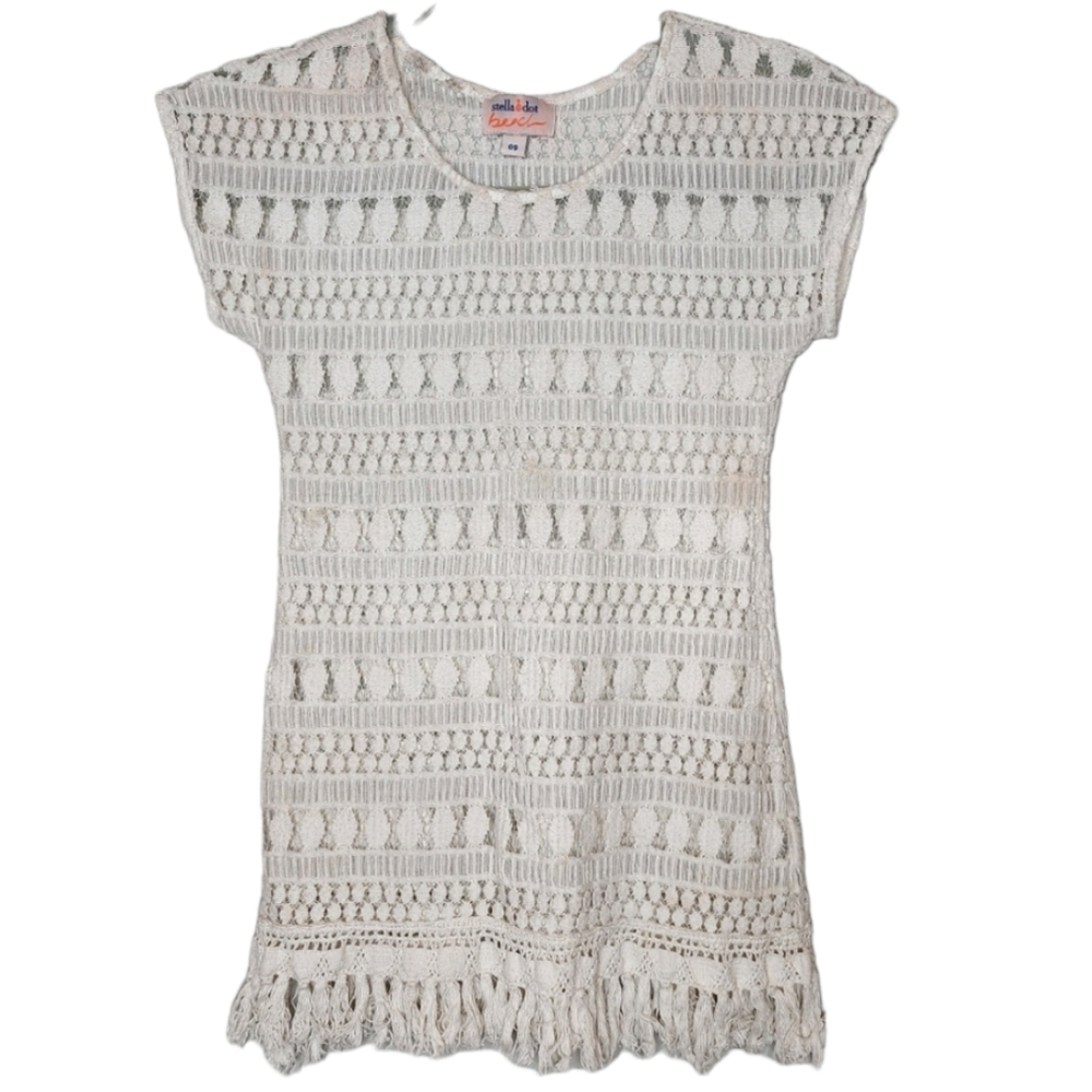 Stella & Dot Kids Crochet Coverup Off White Sheer One‎ Size
